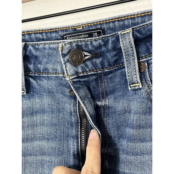 Abercrombie and Fitch Zoe Natural Rise Ankle Straight Patchwork Jeans Size 28/6 - Picture 5 of 14